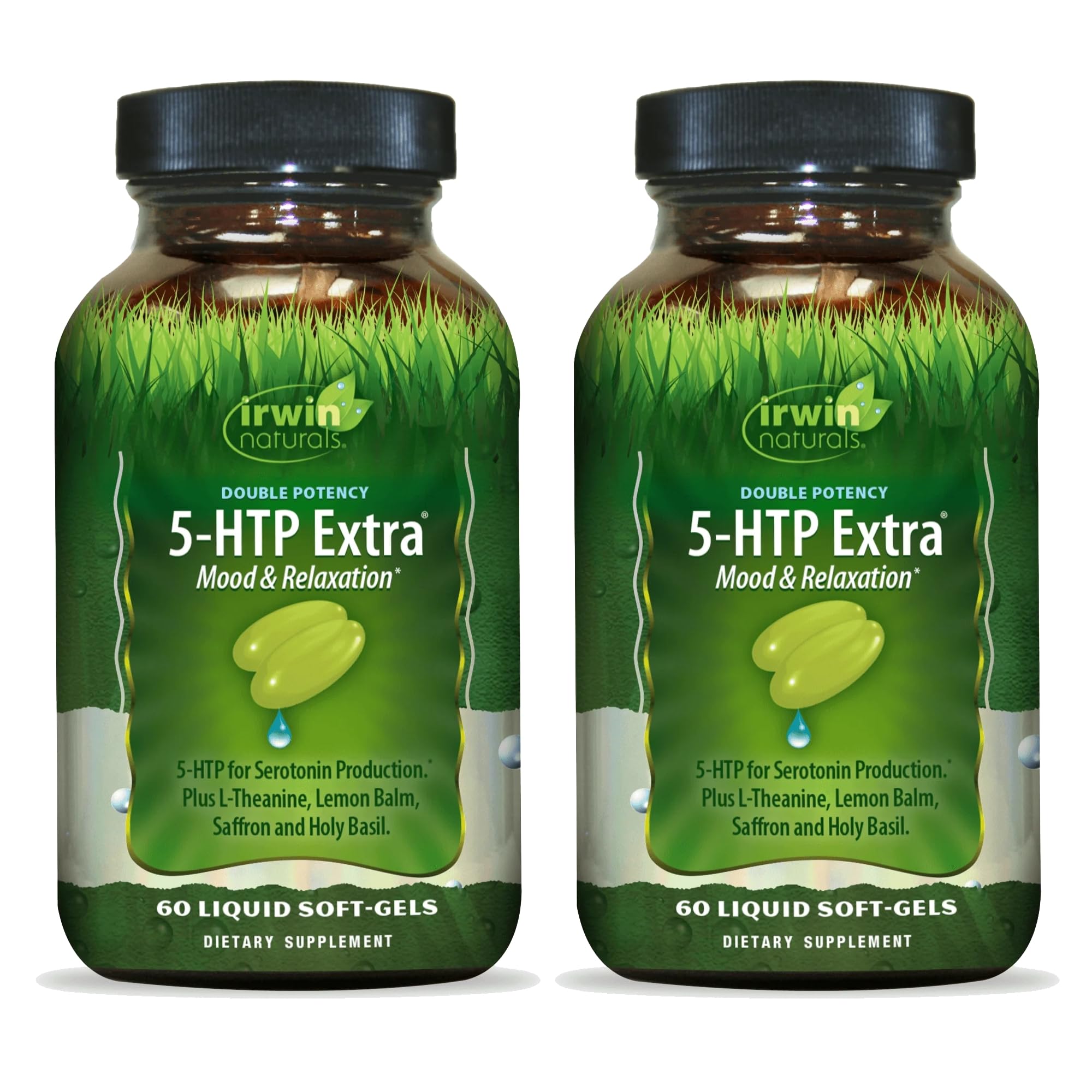 Irwin Naturals Double Potency 5-HTP Extra bottle ready for daily use and relaxation.