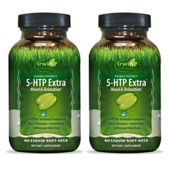Irwin Naturals Double Potency 5-HTP Extra bottle ready for daily use and relaxation.