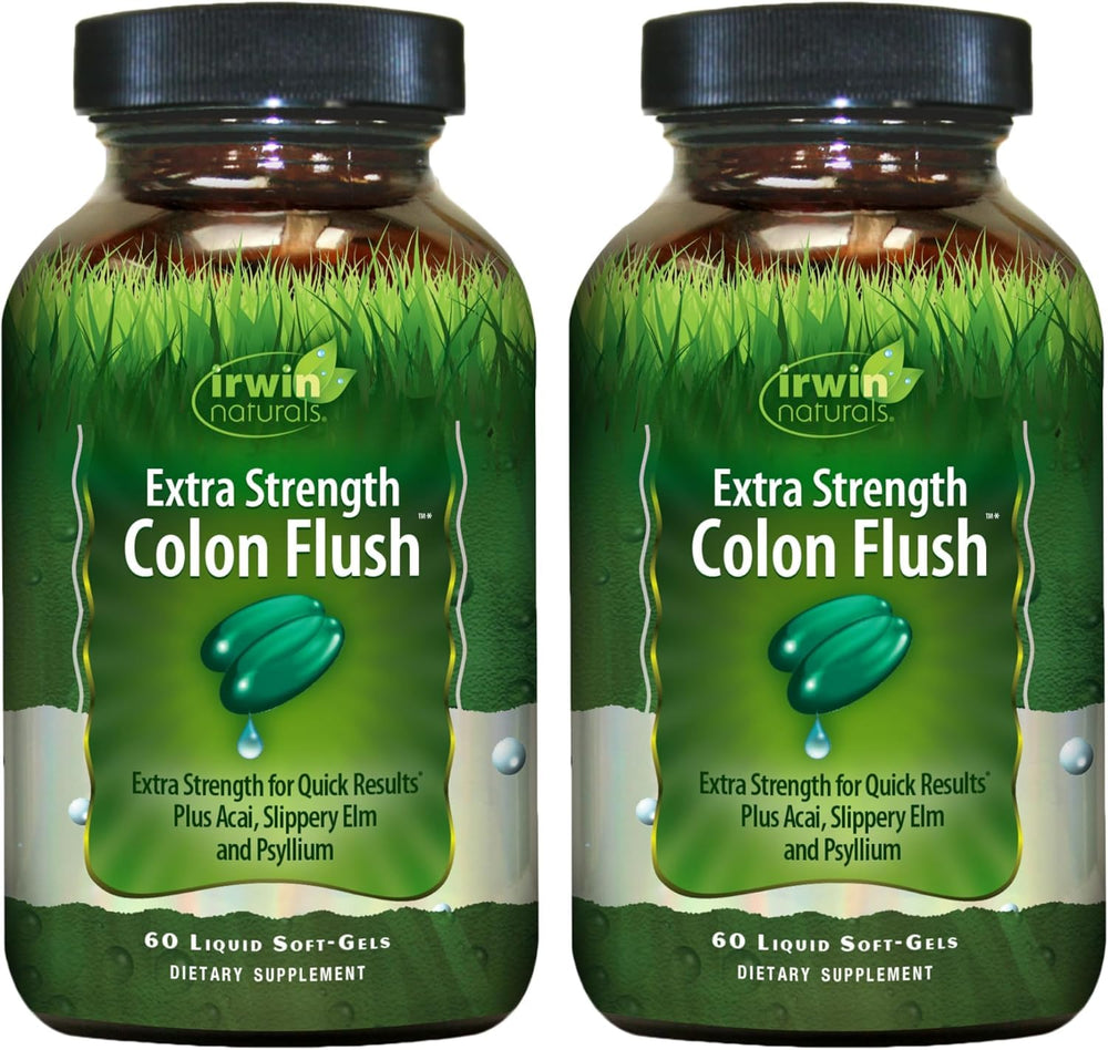 Irwin Naturals Extra Strength Colon Flush bottle showing the strong digestive support formula