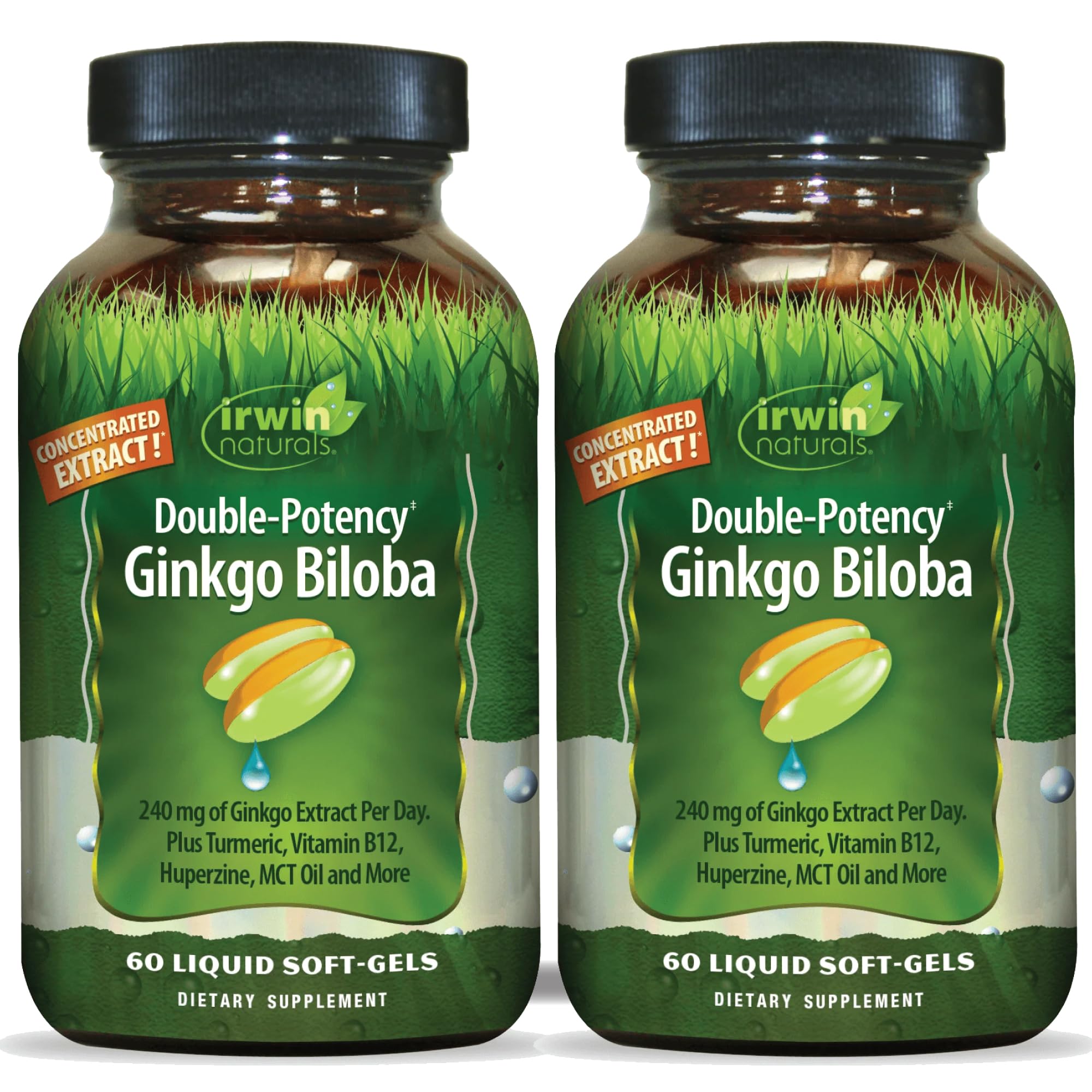 Irwin Naturals Ginkgo Biloba bottle for daily focus support.