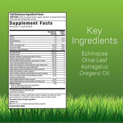 Irwin Naturals Immuno-Shield bottle back shows ingredients and directions.