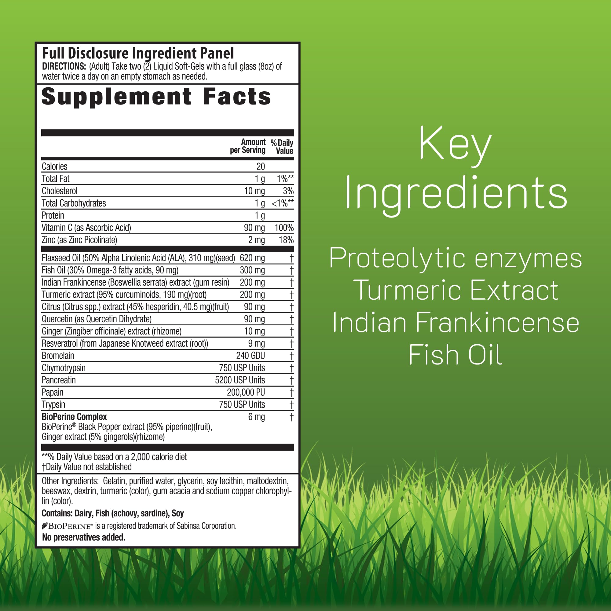 Irwin Naturals Inflamma-Less soft-gels close-up showing easy-to-swallow capsules for daily use.
