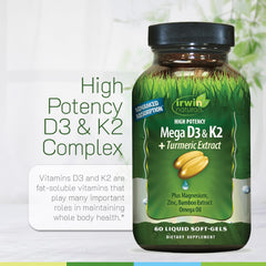 Irwin Naturals Mega D3 K2 Turmeric liquid-softgel closeup with glossy oil