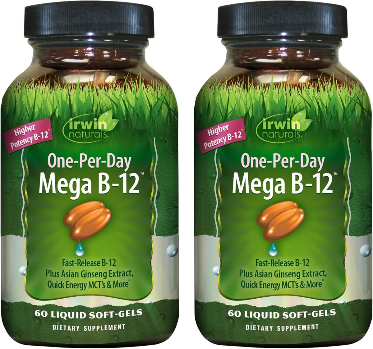 Irwin Naturals One-Per-Day Mega B-12 bottle with high-potency methylcobalamin.