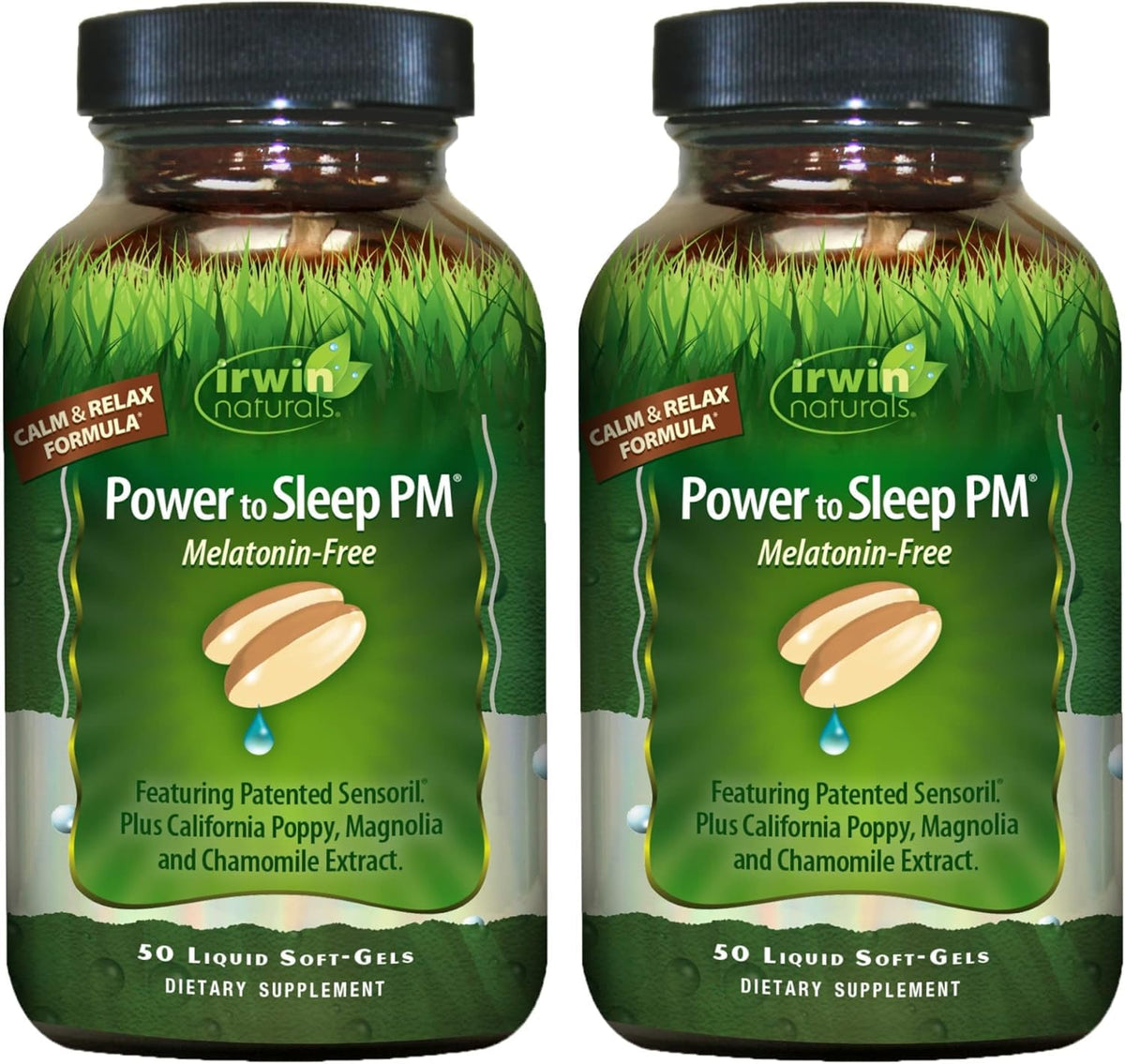 Irwin Naturals Power to Sleep PM bottle melatonin-free for calm nights