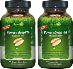 Irwin Naturals Power to Sleep PM bottle melatonin-free for calm nights