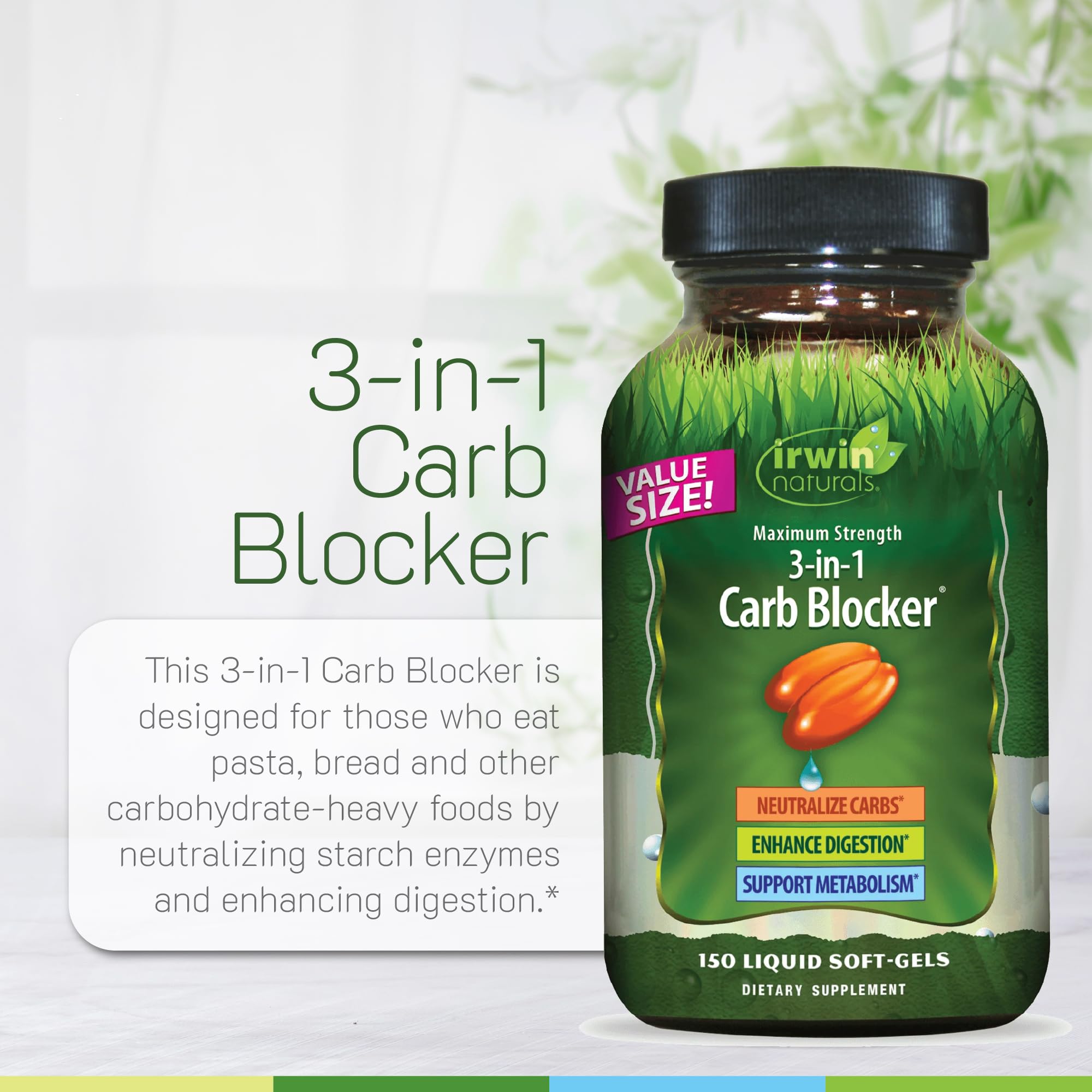 Irwin Naturals product label confirms compliance and quality testing.