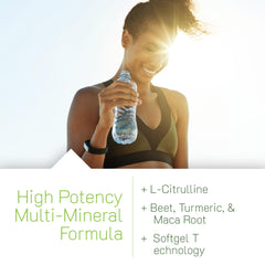 Pour shot of Quick Energy RED liquid-gel capsules demonstrating convenient texture.