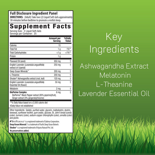 Irwin Naturals Stress-Defy Sleep PM softgels close-up supports a smoother bedtime routine.