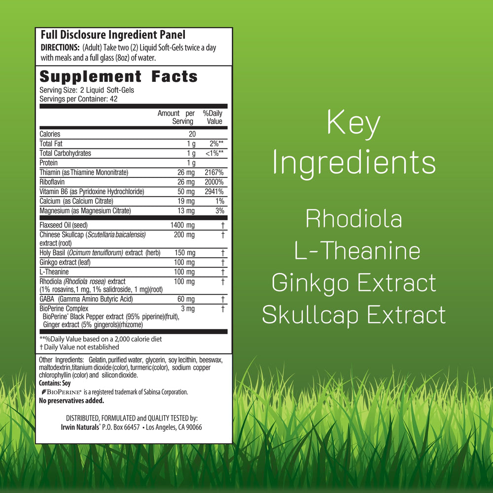 Stress-Defy softgels close-up shows easy-to-swallow liquid capsule form.