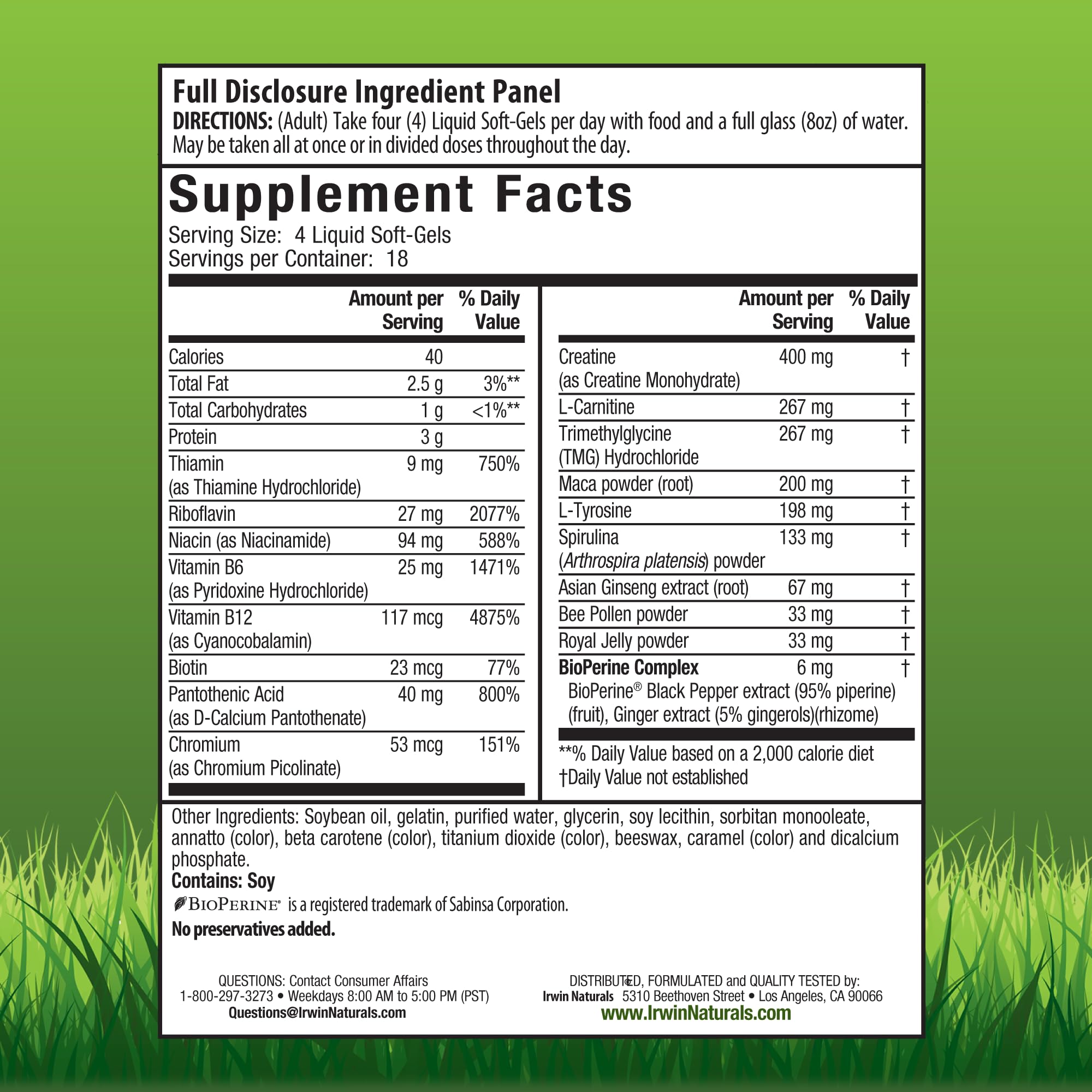 Irwin Naturals Triple Boost softgels poured, ready for daily vitality.