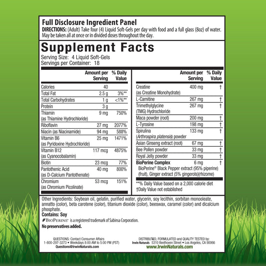 Irwin Naturals Triple Boost softgels poured, ready for daily vitality.