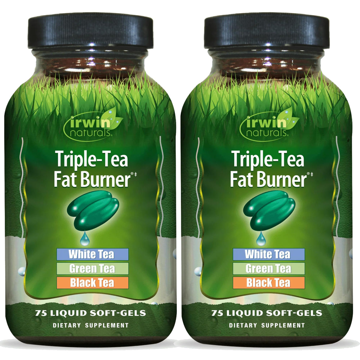 Irwin Naturals Triple-Tea Fat Burner bottle signaling daily energy support