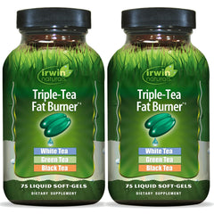 Irwin Naturals Triple-Tea Fat Burner bottle signaling daily energy support