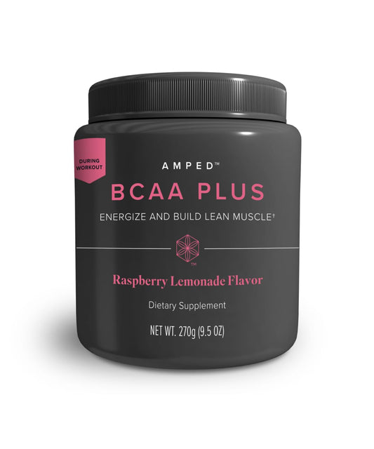 Isagenix Amped BCAA Plus raspberry lemonade powder for workouts with potential endurance support