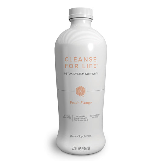 Isagenix Cleanse for Life peach mango bottle ready for daily cleanse routine.