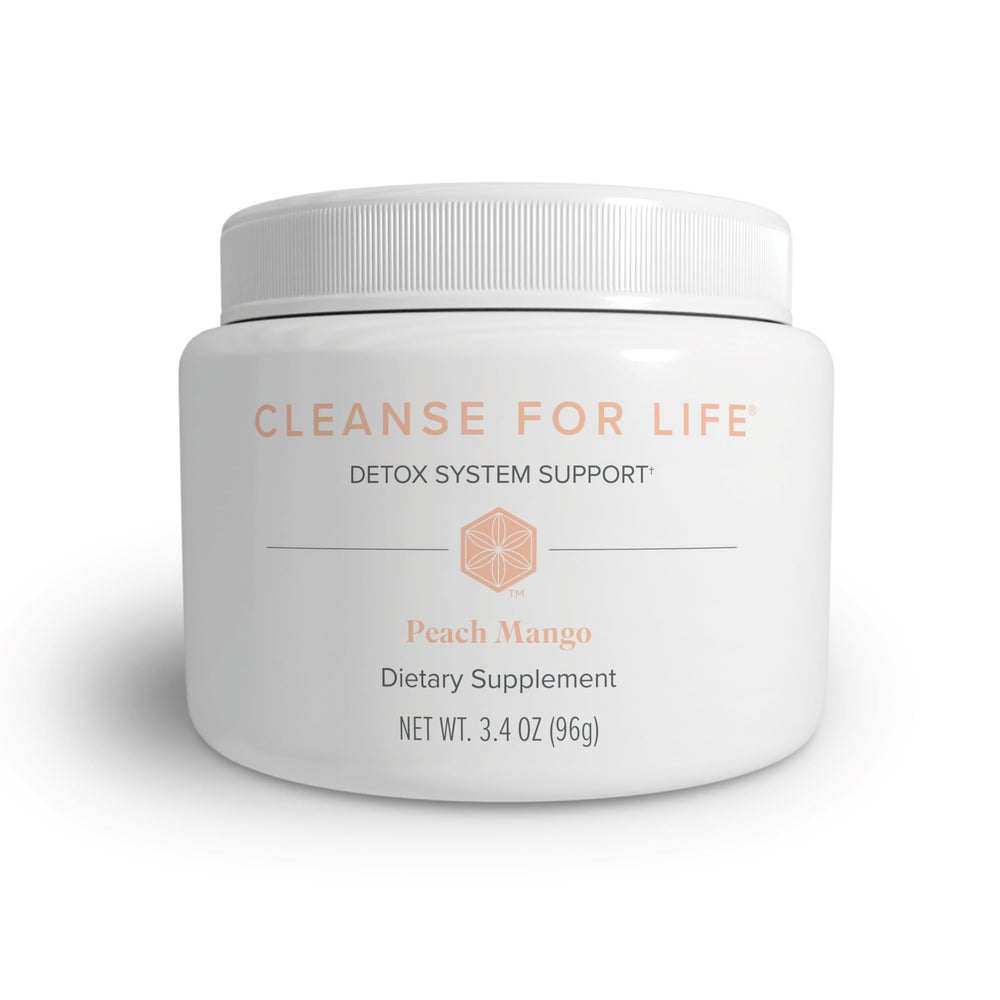 Isagenix Cleanse for Life Peach Mango powder in tub ready to mix for daily wellness