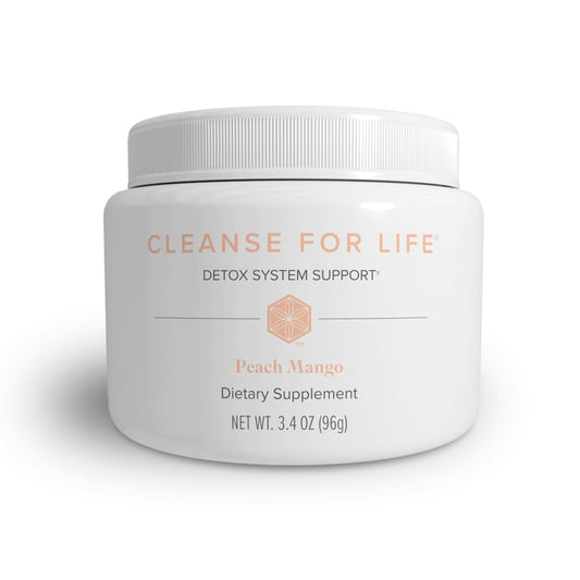 Isagenix Cleanse for Life Peach Mango powder in tub ready to mix for daily wellness