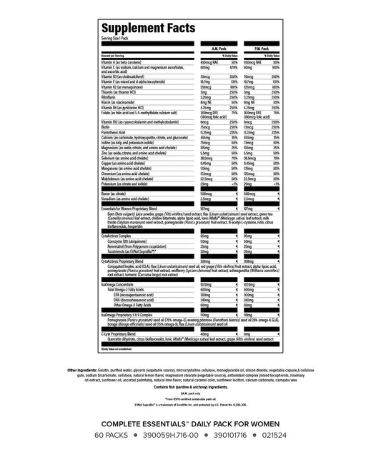 Isagenix Complete Essentials Daily Pack Women individual packets displayed for daily nutrition