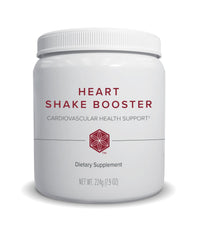 Isagenix Heart Shake Booster bottle being poured, supporting cholesterol health as part of a heart-friendly routine.