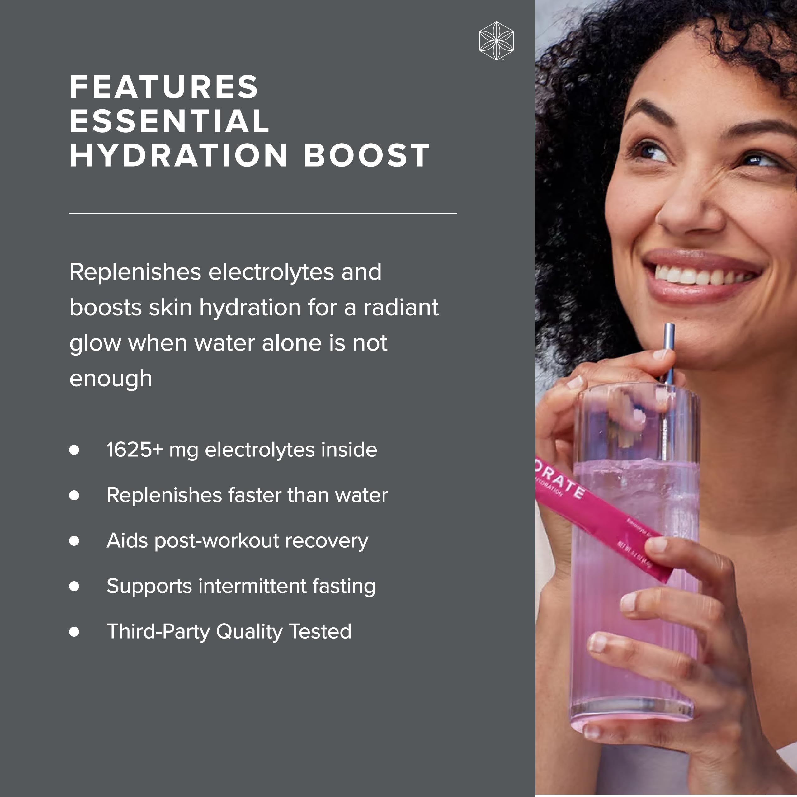 Isagenix Hydrate Raspberry flavor in glass for refreshing taste