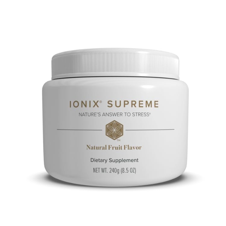 Isagenix Ionix Supreme canister front view highlighting premium adaptogenic blend for daily balance