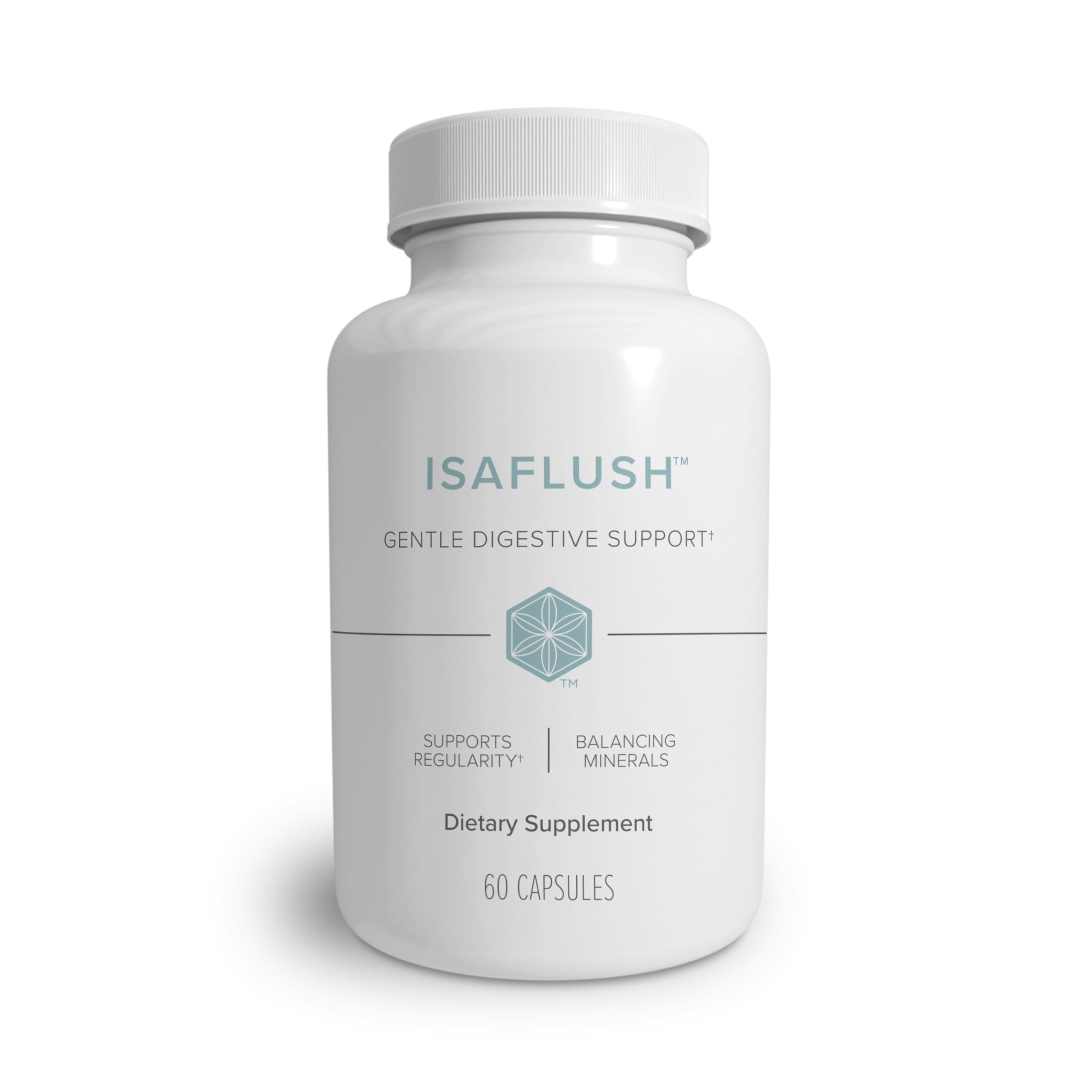 Isagenix IsaFlush bottle label shows gentle digestive support and daily wellness.