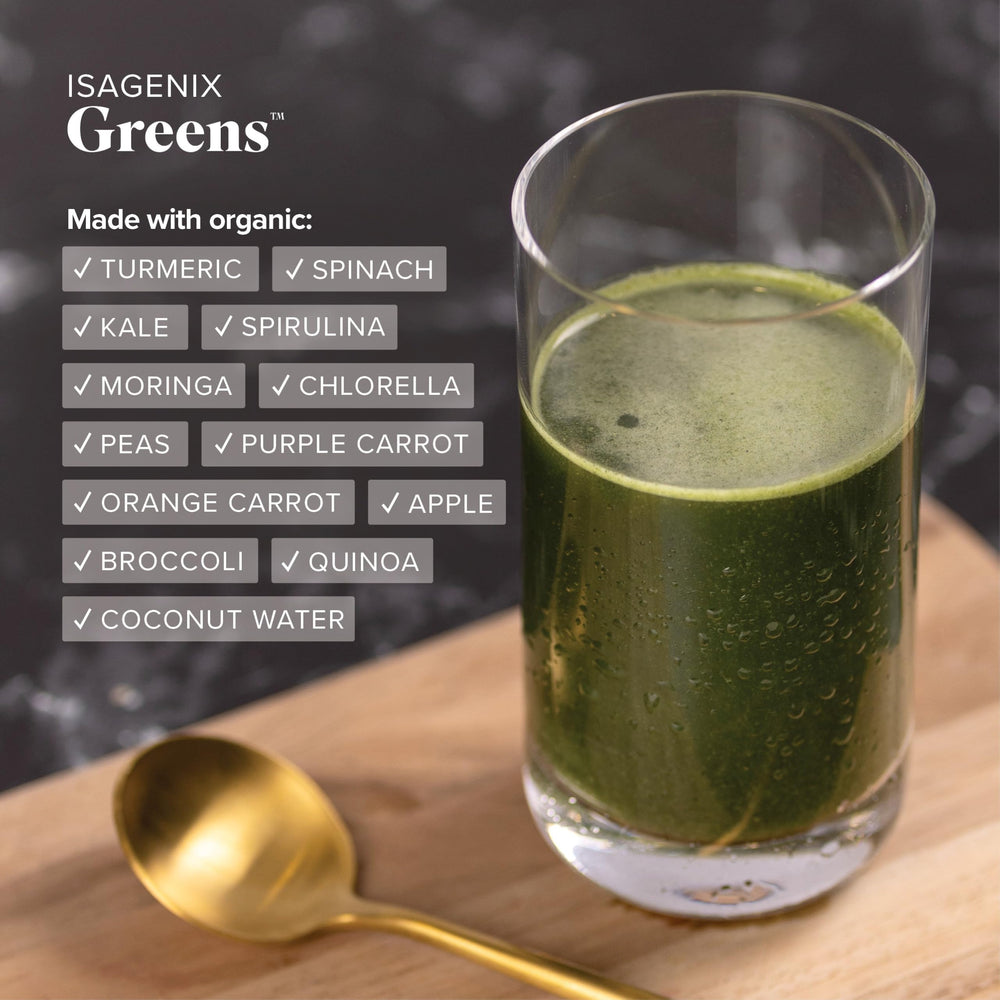 Isagenix Moringa Greens dispenses powder—measured servings for consistent use.
