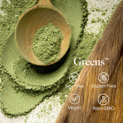 Isagenix Moringa Greens label—transparent ingredients from non-GMO vegetables.