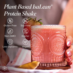 Nutrition facts for IsaLean strawberry shake, 24g protein per serving