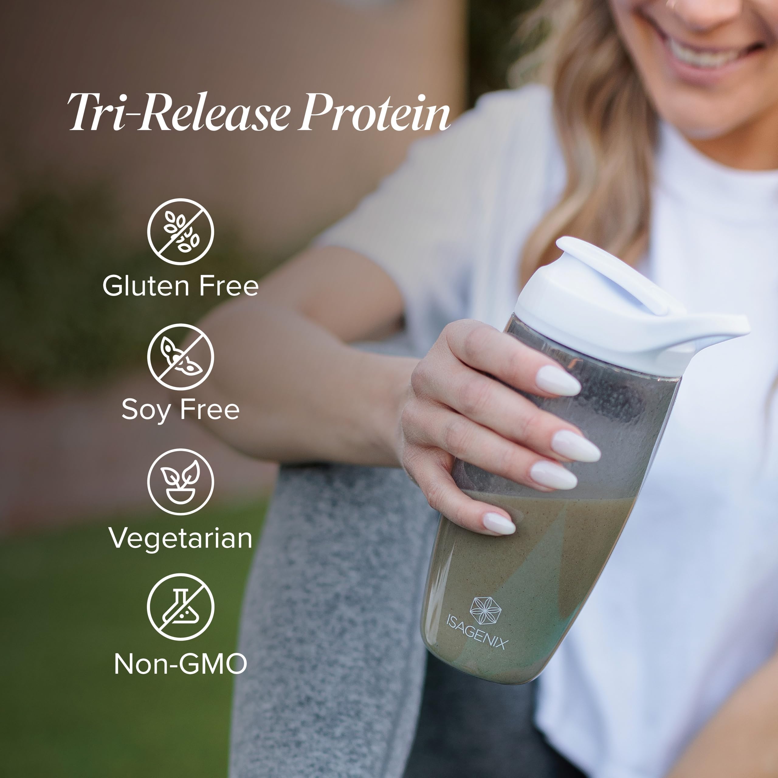 Isagenix Tri-Release Protein vanilla custard scoop for a balanced protein boost