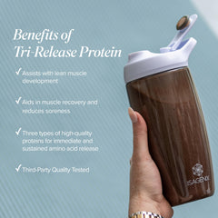 Isagenix Tri-Release Protein vanilla custard shake glass with creamy flavor