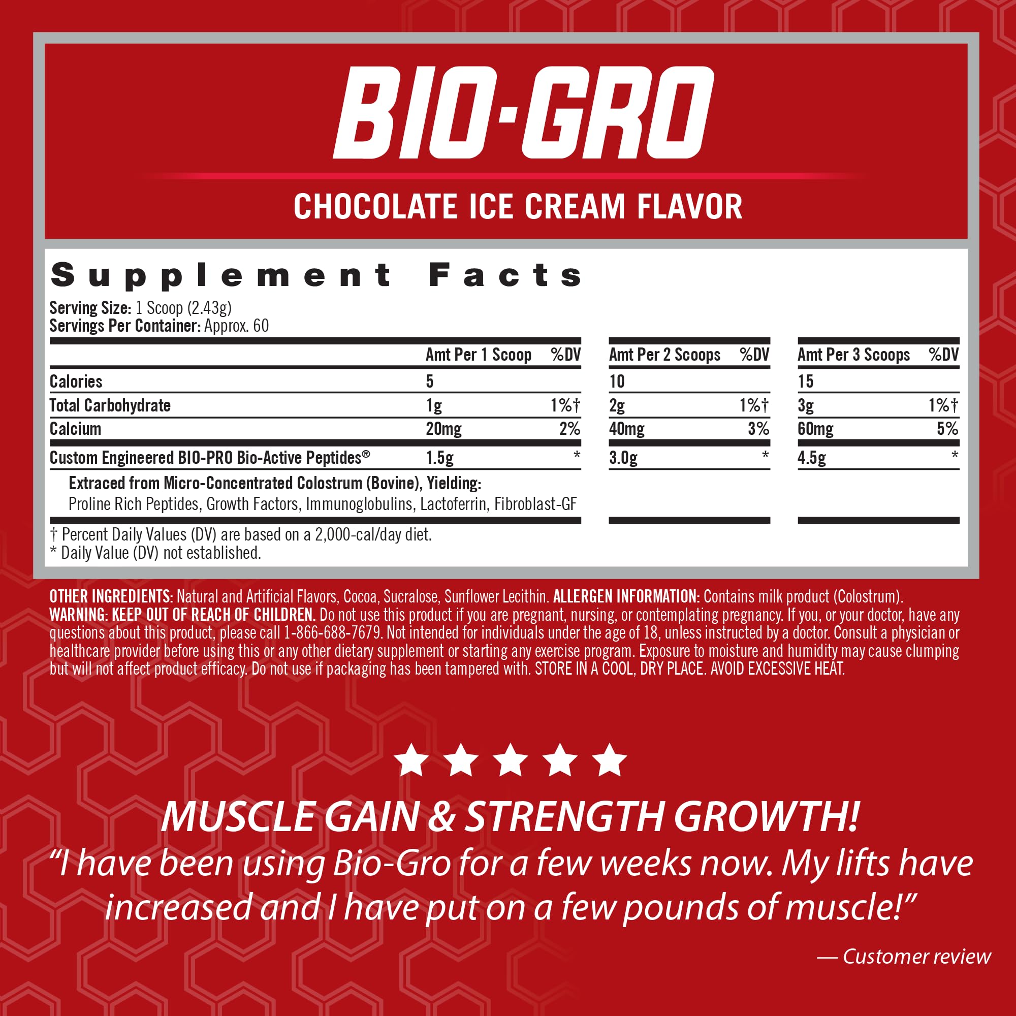 iSatori BIO-GRO bottle label close-up highlighting stimulant-free formula.