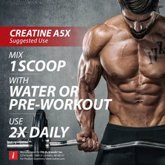 isatori creatine a5x pre-workout-presentation pairs with protein for recovery support