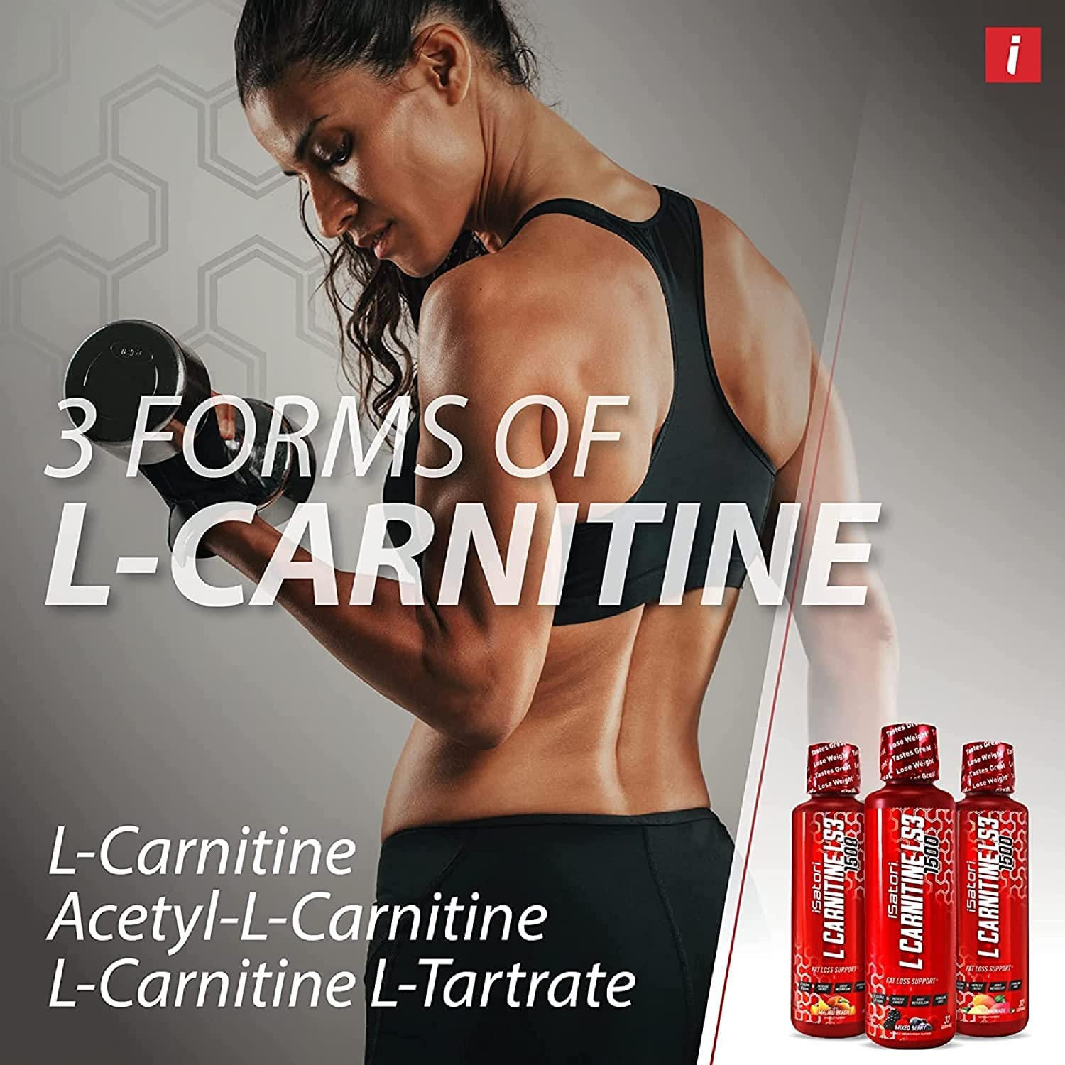Isatori L-Carnitine LS3 3000 measure spoon for accurate dosing.