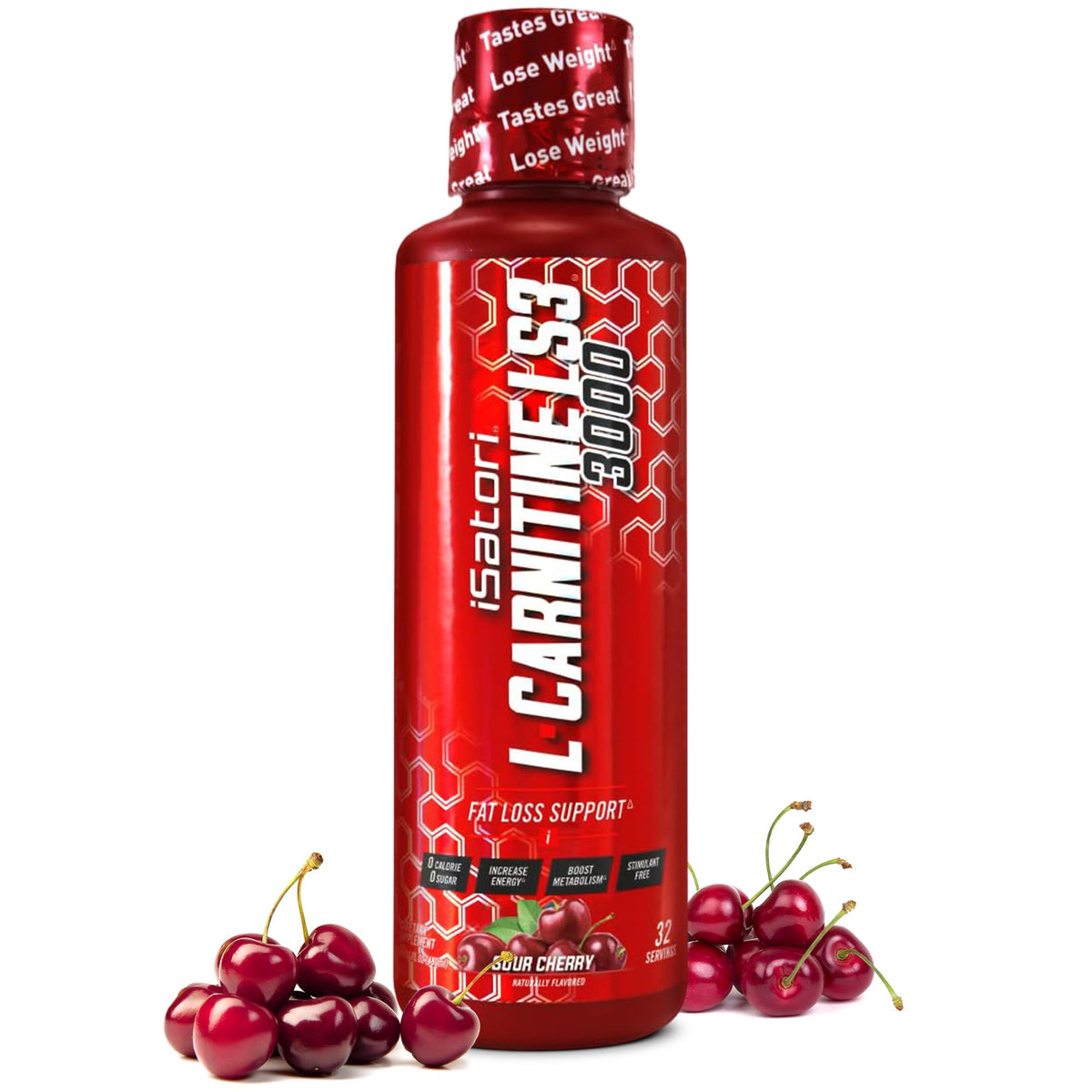 iSatori L-Carnitine LS3 sour cherry bottle ready for non-stimulant workout energy