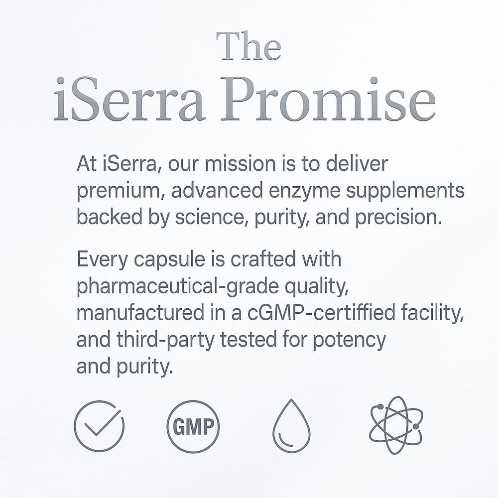 iSerra Serrapeptase packaging inside view communicates premium, clean design