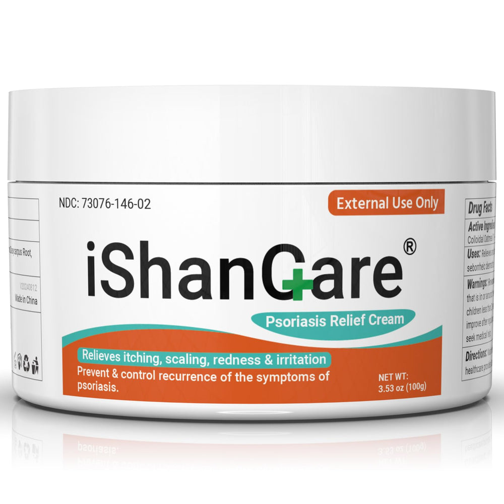 Ishancare Psoriasis Cream bottle shows quick absorption for soothing skin
