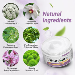 Ishancare Urticaria Cream natural ingredients close-up promotes gentle care.