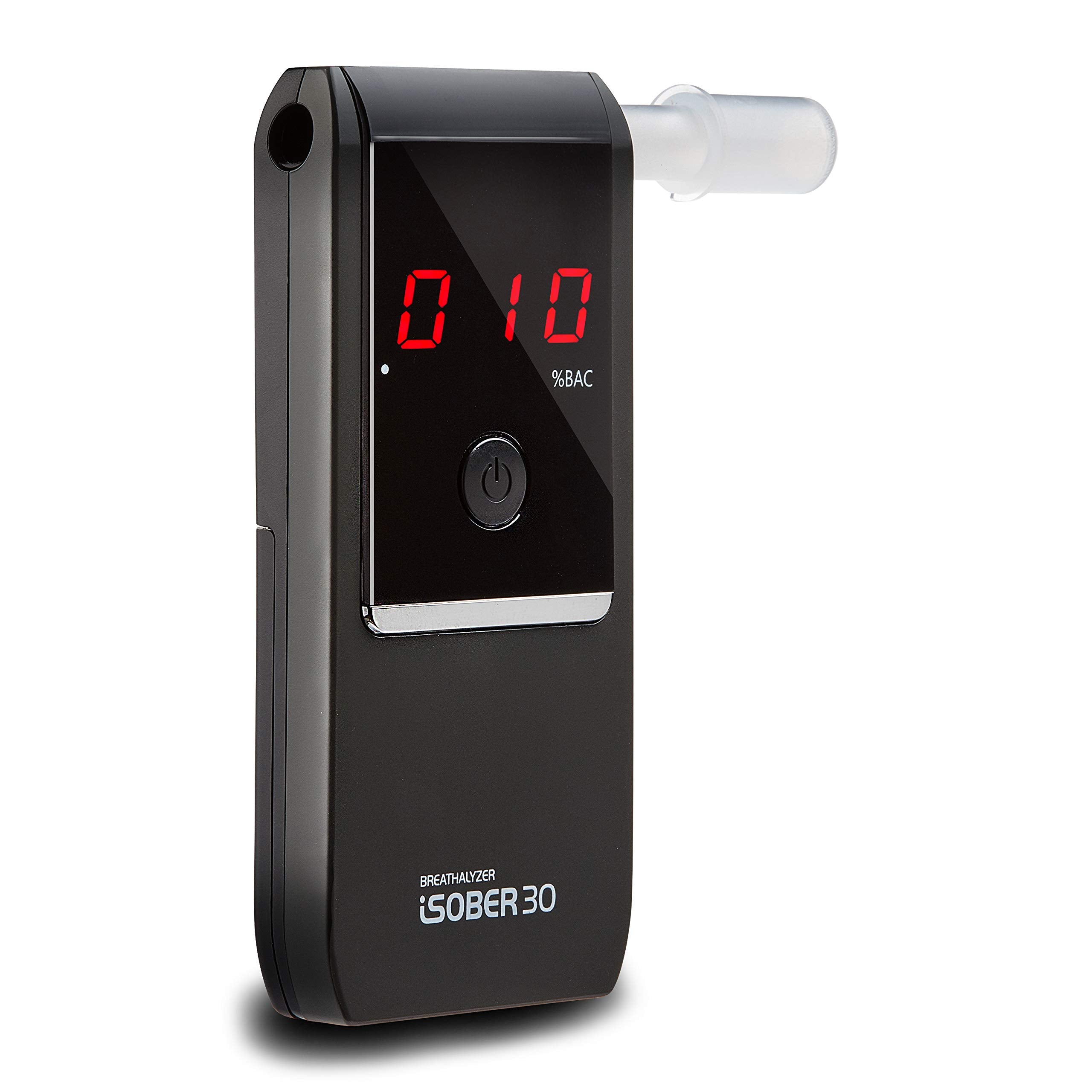 iSOBER30 front view: portable professional breathalyzer for quick on-the-go checks.