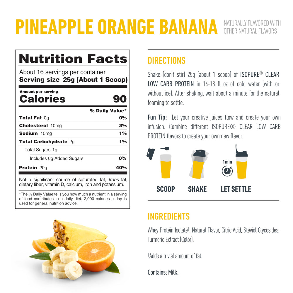 Gluten-free certification on Isopure Clear Whey Isolate packaging.