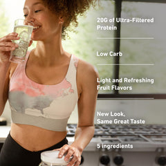 Close-up of Isopure ingredients label showing five-ingredient formula for clean nutrition.