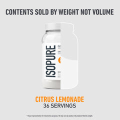 Isopure Clear Whey Isolate Lemonade close-up, vibrant flavor and protein in one glass.