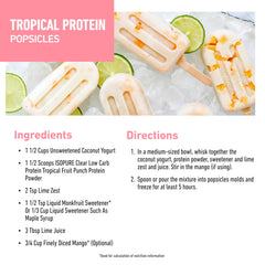 Isopure Clear Whey Isolate no artificial sweeteners badge on front.