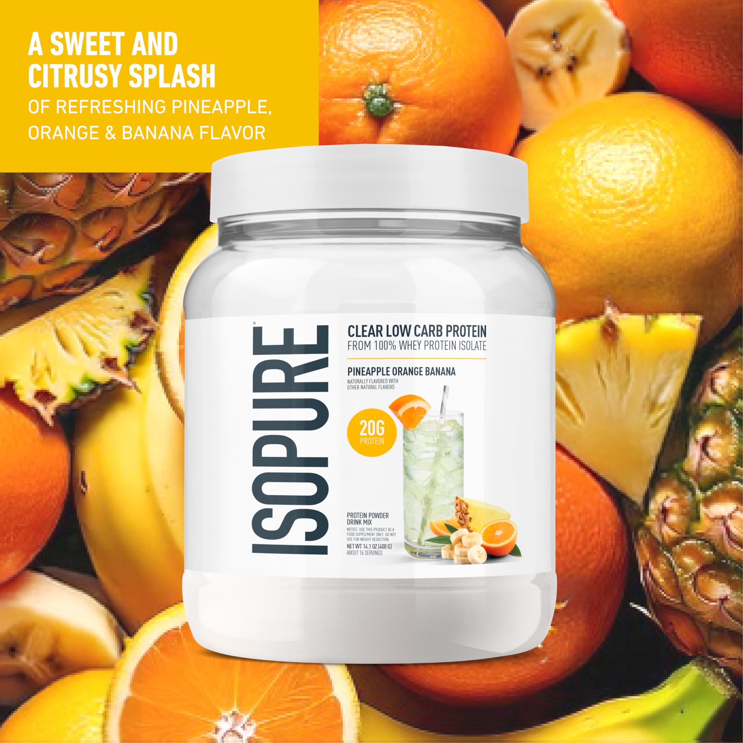 Pouring Isopure Clear Whey Isolate into water for a light drink.