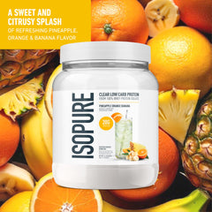 Pouring Isopure Clear Whey Isolate into water for a light drink.