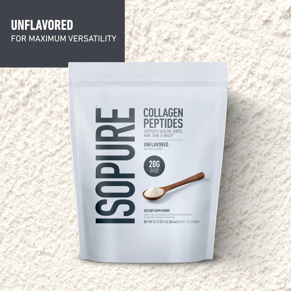 Isopure Collagen Peptides mixed in water; sugar-free, flavor-free option.
