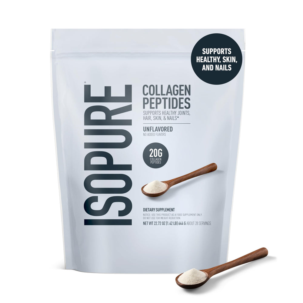 Isopure Collagen Peptides scoop ready to measure 20g per serving for consistent daily use.