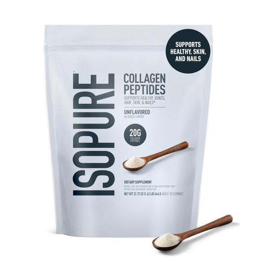 Isopure Collagen Peptides scoop ready to measure 20g per serving for consistent daily use.