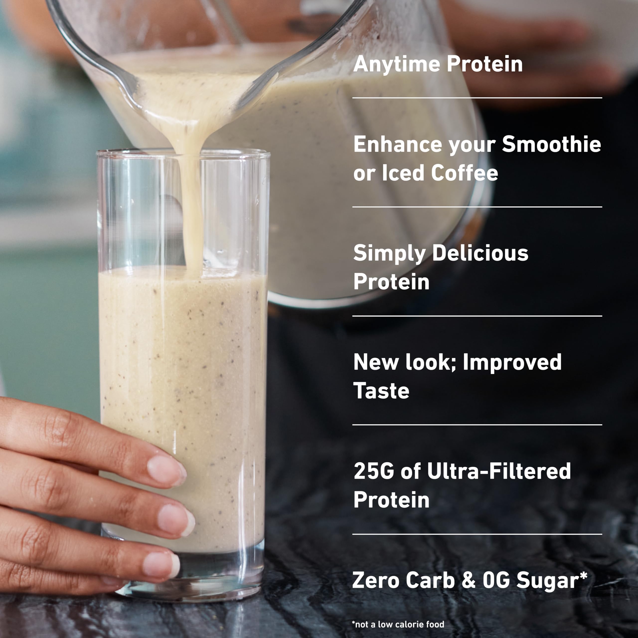 Isopure creamy vanilla shake in glass suggests smooth, tasty mixability